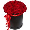 фото букета 51 троянда червона у капелюшній коробці