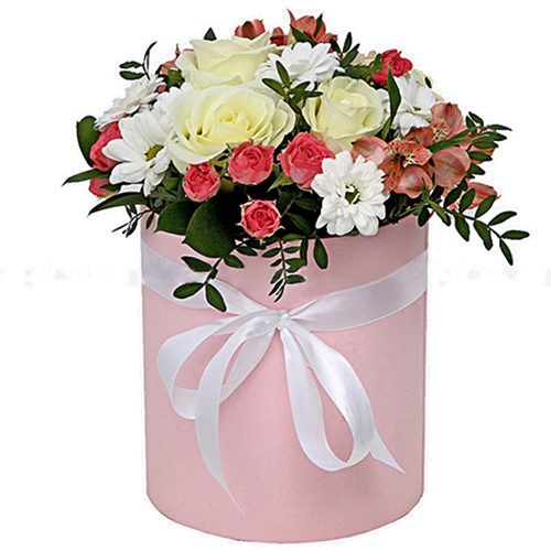 Шляпная коробочка "Розовая" микс цветов