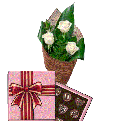Фото товара 3 белые розы с конфетами в Хмельницком