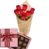 подарок 7 красных роз с конфетами