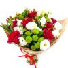 Букет "Глоток любви" розы, эустомы, зеленые хризантемы