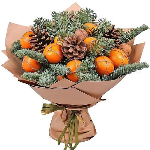 Фото товара Новогодний букет с мандаринами в Хмельницком