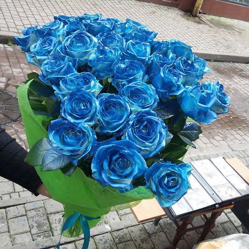 Фото товара 33 синие розы (крашеные) в Хмельницком