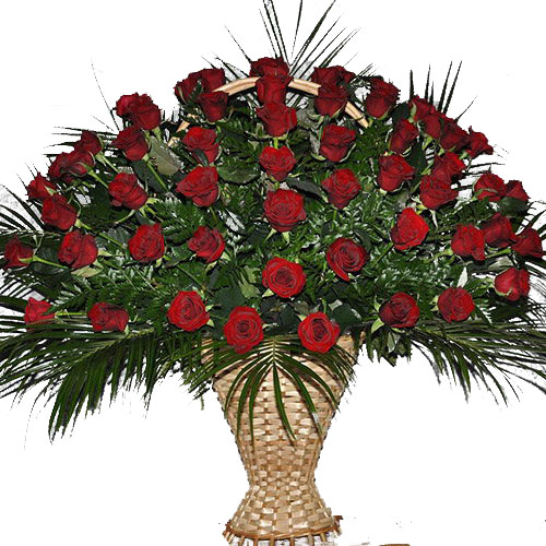 Фото товара Корзина 100 роз в папоротнике в Хмельницком