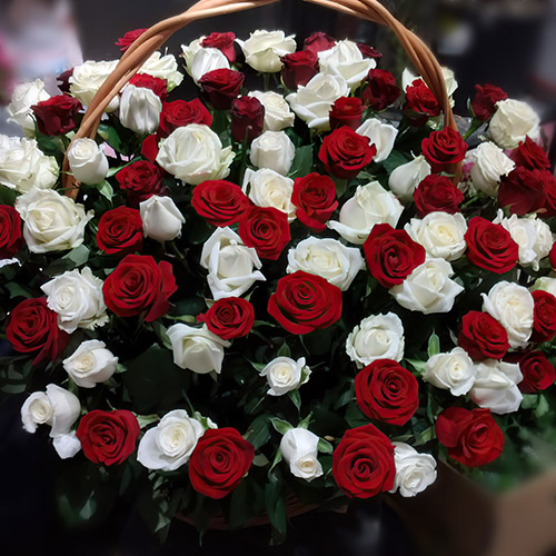 Фото товара Корзина красных и белых роз в Хмельницком