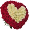 Фото товара 101 роза сердце (белая и красная) в Хмельницком