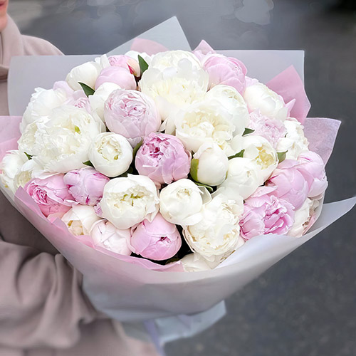 Фото товара 45 белых и розовых пионов в Хмельницком
