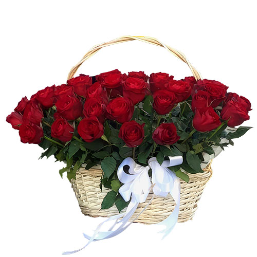 Фото товара 51 красная роза в корзине в Хмельницком