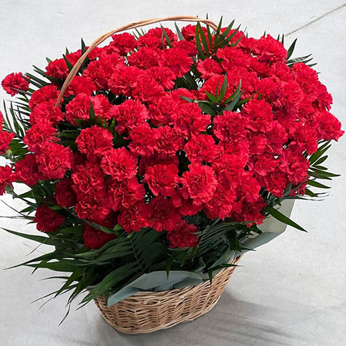 Фото товара 100 гвоздик у кошику в Хмельницком